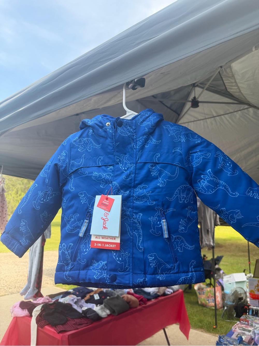 Cat & Jack Blue Dino Print All-Weather Kids Jacket